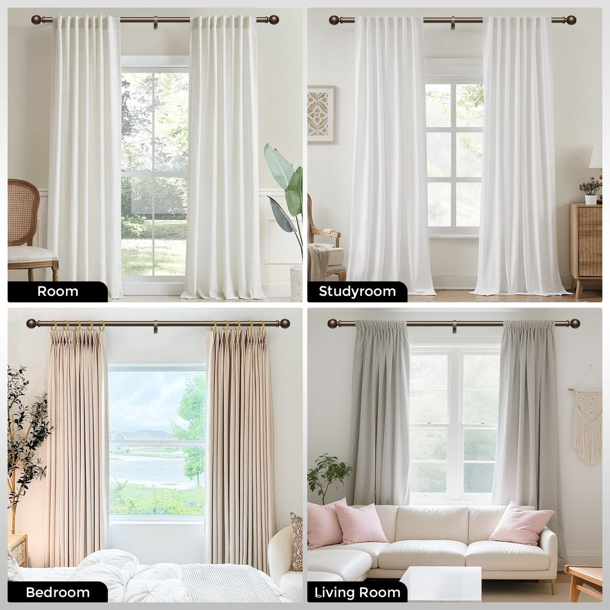 Wolistsa smooth-glide surface lets curtains move quietly and easily.