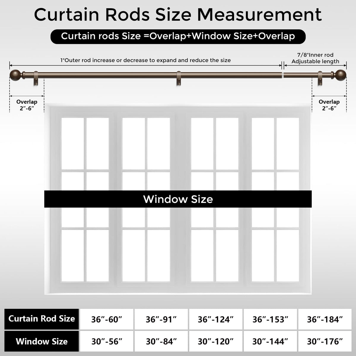 Wolistsa bronze drapery rod enhances living room decor with a timeless finish.