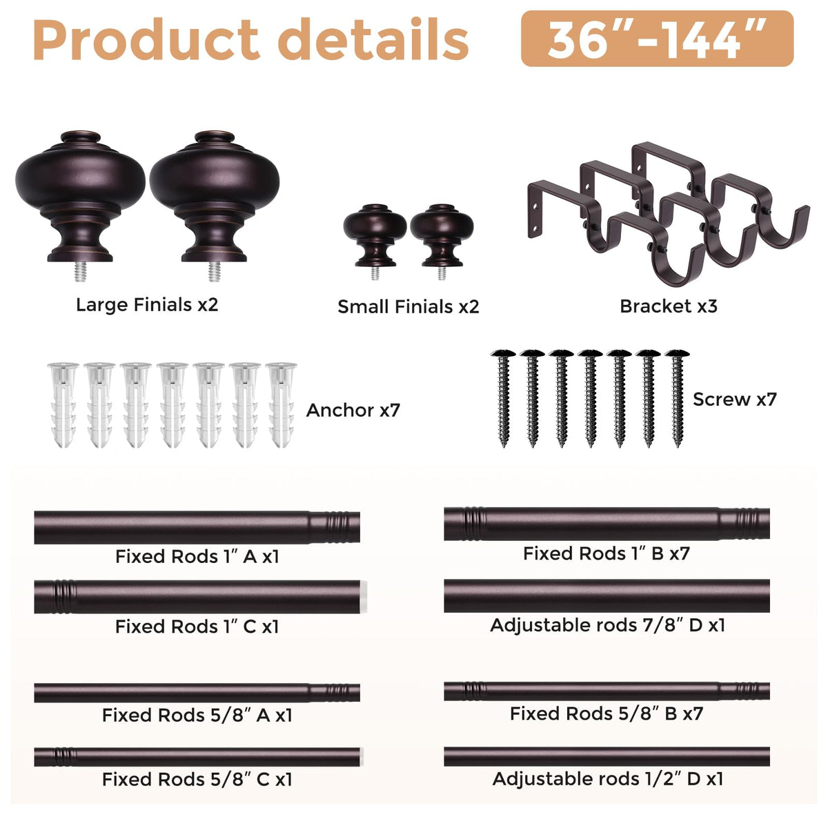 Wolistsa Bronze curtain rod in a sunlit living room showcases rustic aesthetics.