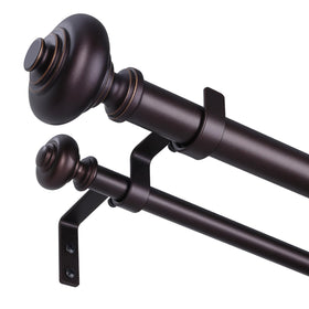 Wolistsa Bronze Double Curtain Rod front 1-inch rod close-up shows sturdy support for heavy drapes.