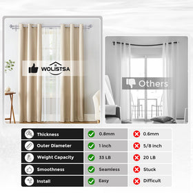 Wolistsa carbon steel construction conveys durable, heavy-duty drapery support.