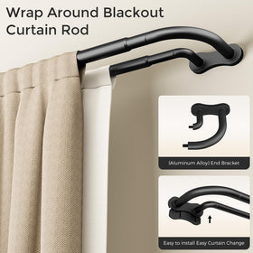 Wolistsa center-support bracket keeps curtains neatly aligned.