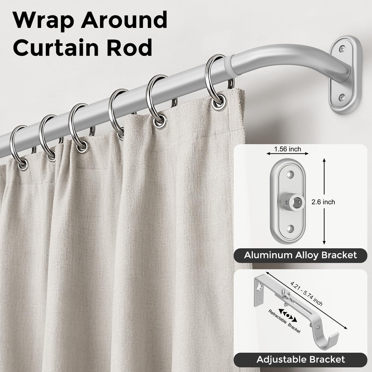 Wolistsa 1-inch diameter curtain rod close-up highlights sturdy construction and durability.