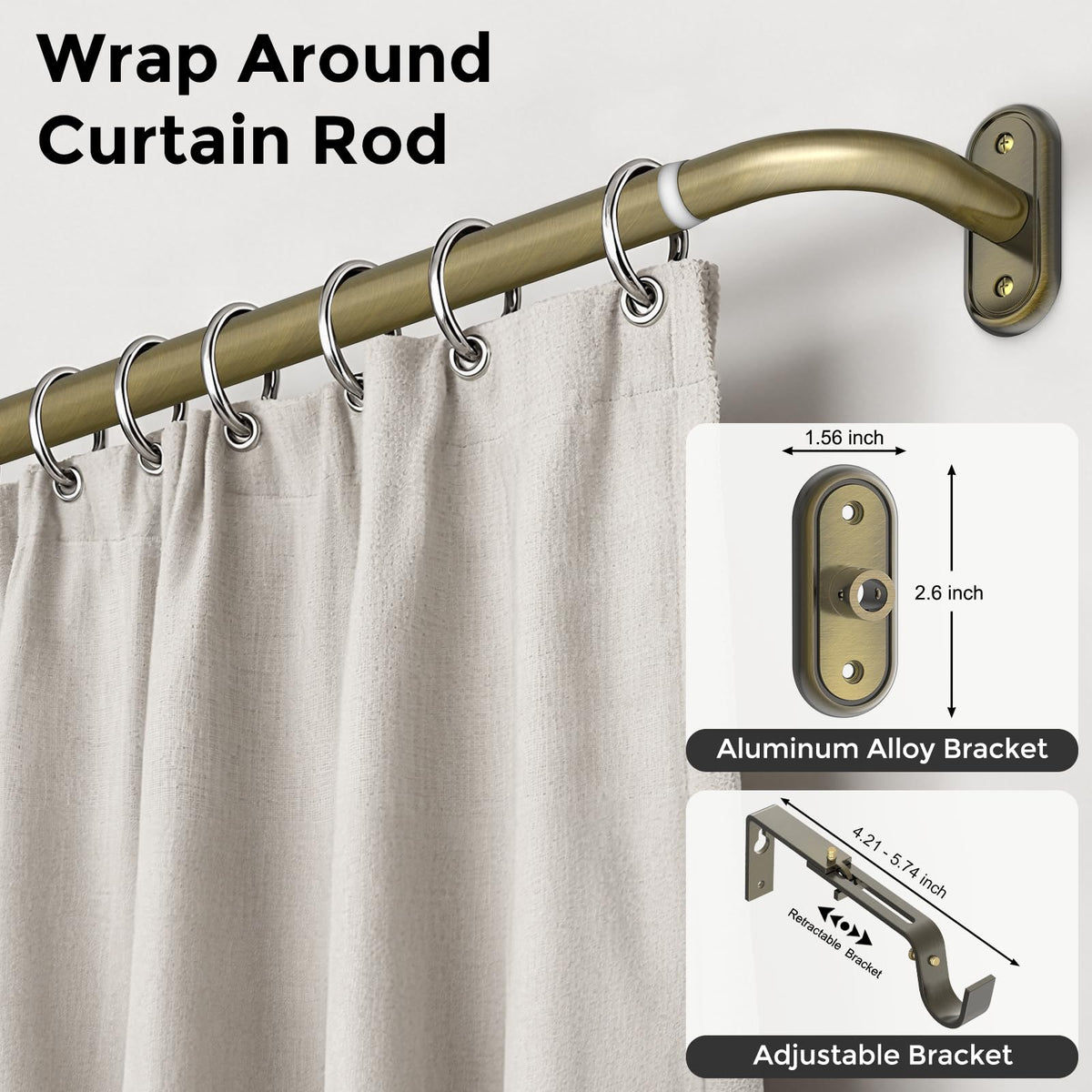 Wolistsa antique bronze finish rod ends highlighting sturdy construction.