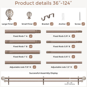 Wolistsa dimensions-packaging shows adjustable length and complete hardware included.