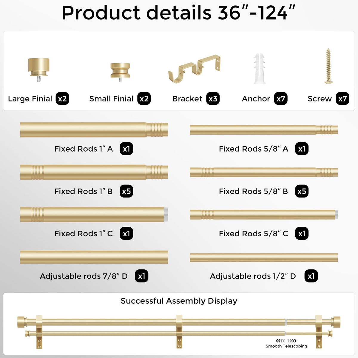 Wolistsa double curtain rod gold simple installation with clear instructions