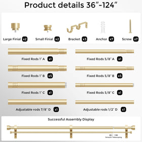 Wolistsa double curtain rod gold simple installation with clear instructions