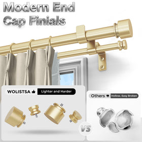 Wolistsa double curtain rod gold 0.8mm thickness ensures smooth glide