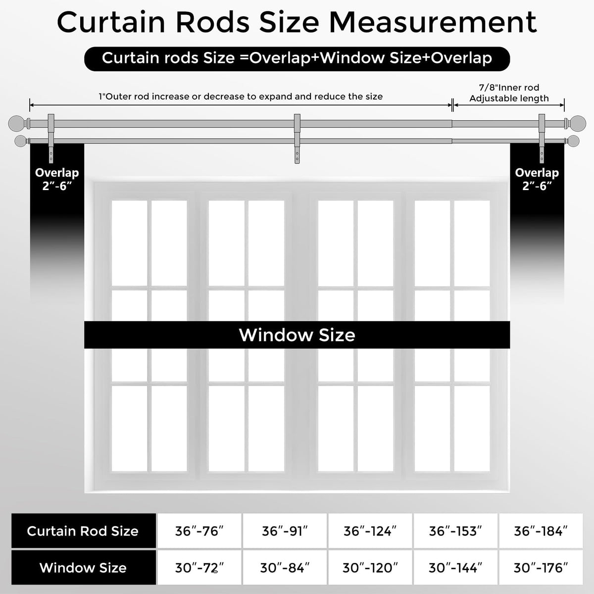 Wolistsa easy-install curtain rod kit with clear setup guide.