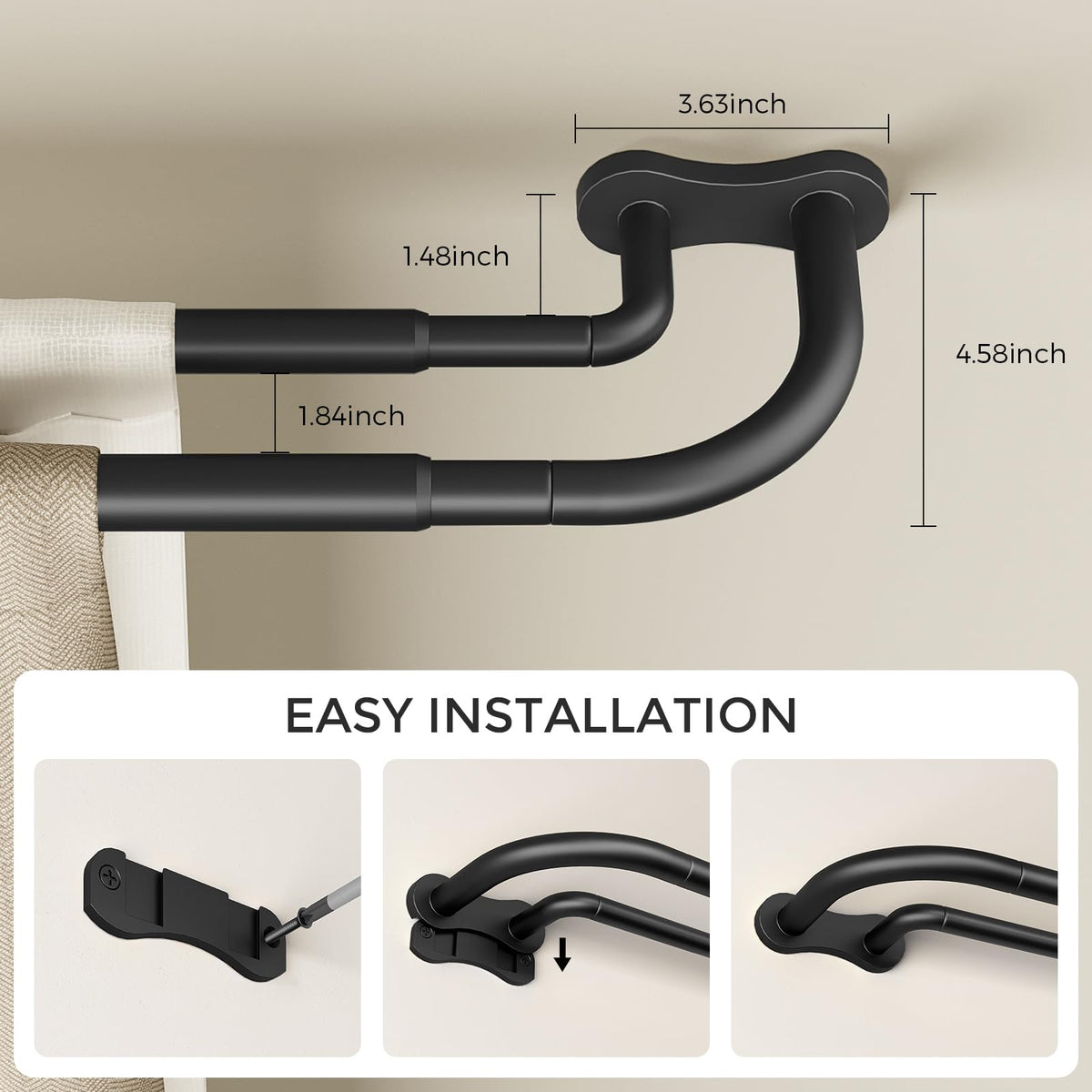 Wolistsa extendable rod sections let you adjust to your window width