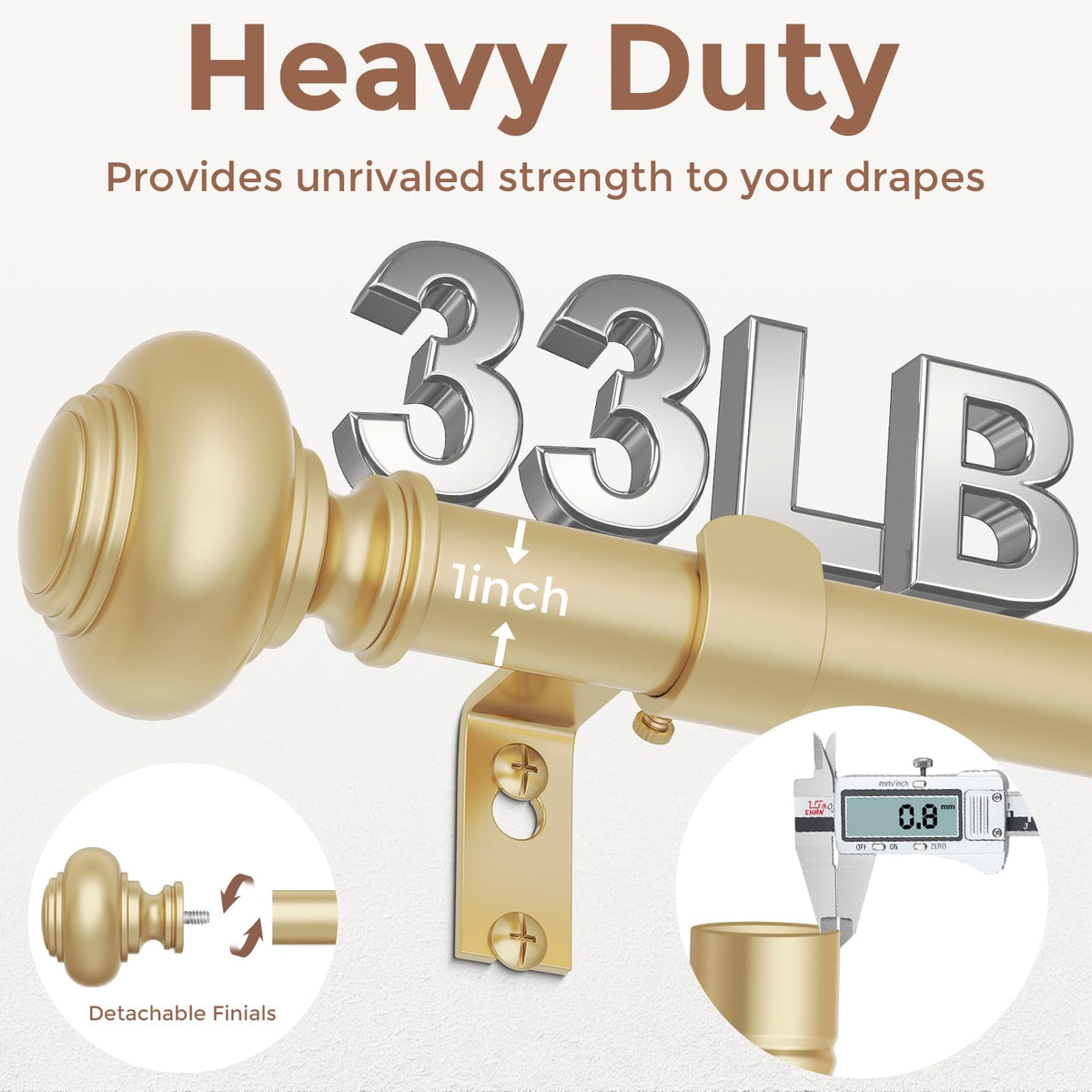 Wolistsa gold curtain rod brackets and screws enable quick, secure installation.