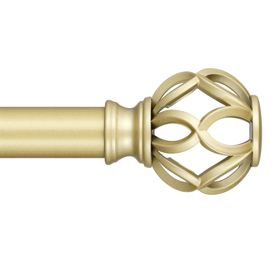 Wolistsa Gold curtain rod with twisted cage finials adds timeless elegance