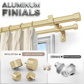 Wolistsa gold double curtain rod end cap finials add modern luxury.