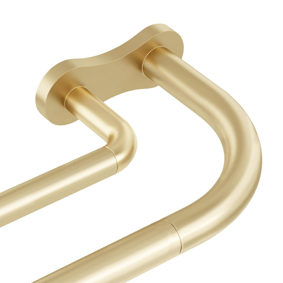 Wolistsa gold double curtain rod extended for full window coverage.