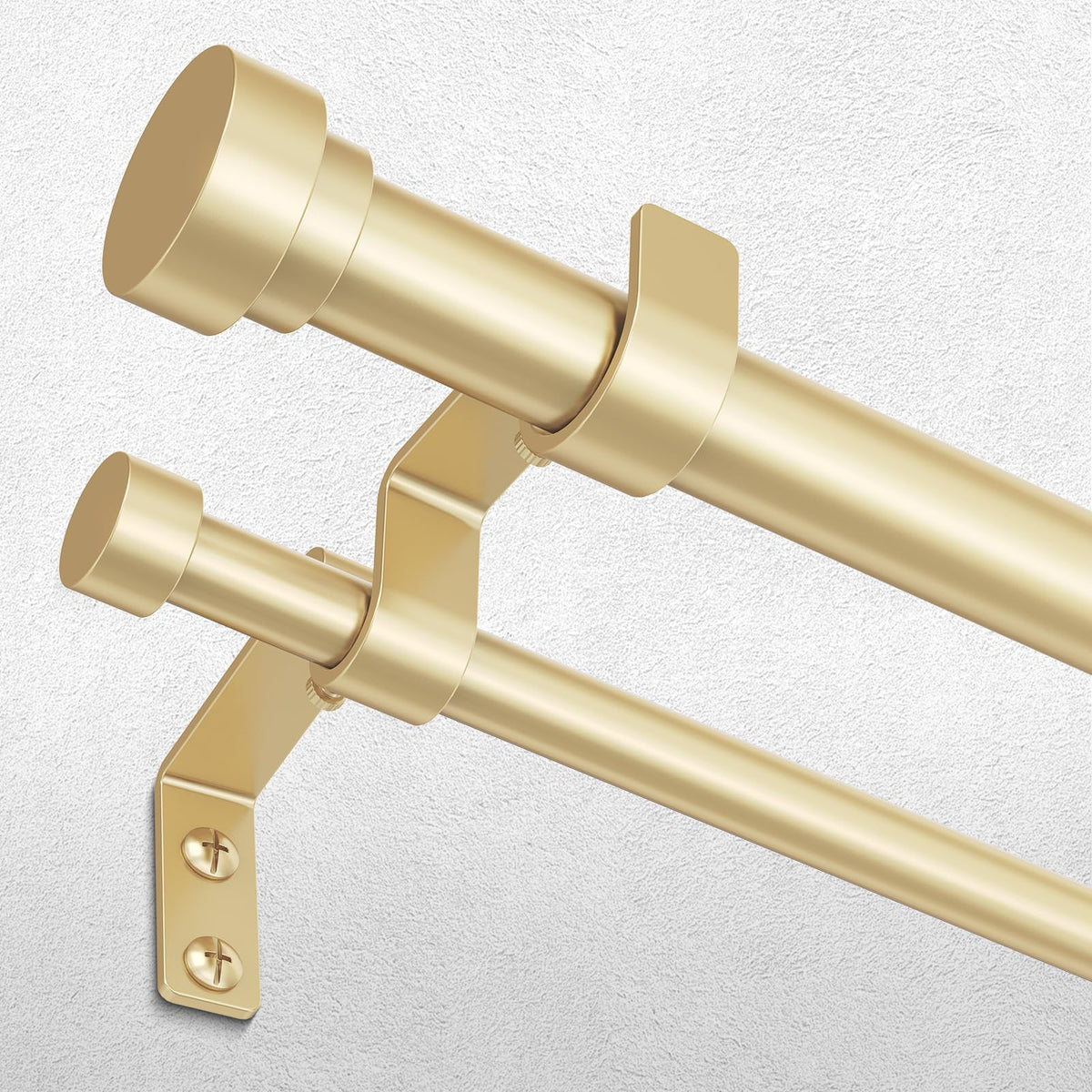 Wolistsa gold double-rod 1-inch front for sturdy drapery support.