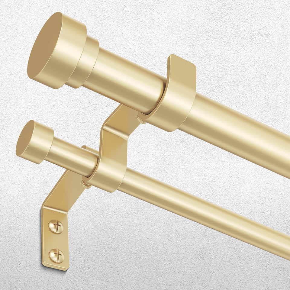Wolistsa gold double-rod 1-inch front for sturdy drapery support.