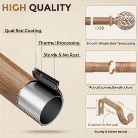 Wolistsa heavy-duty 1-inch curtain rod supports heavier drapes.
