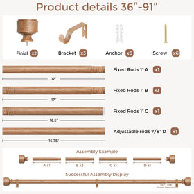 Wolistsa heavy duty 1 inch rod supports sturdy drapes