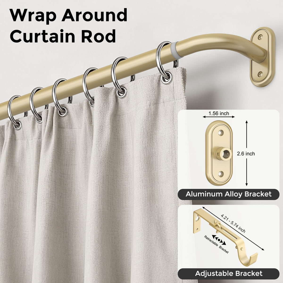 Wolistsa heavy-duty curtain rod showing 1-inch diameter for sturdy support