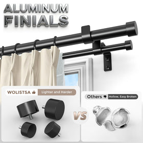 Wolistsa heavy-duty curtain rod with 1 inch front diameter delivers sturdy drapery support.