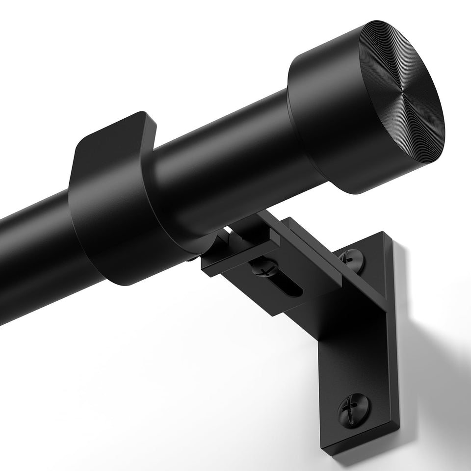 Wolistsa heavy-duty curtain rod in black, adjustable from 34 to 124 inches