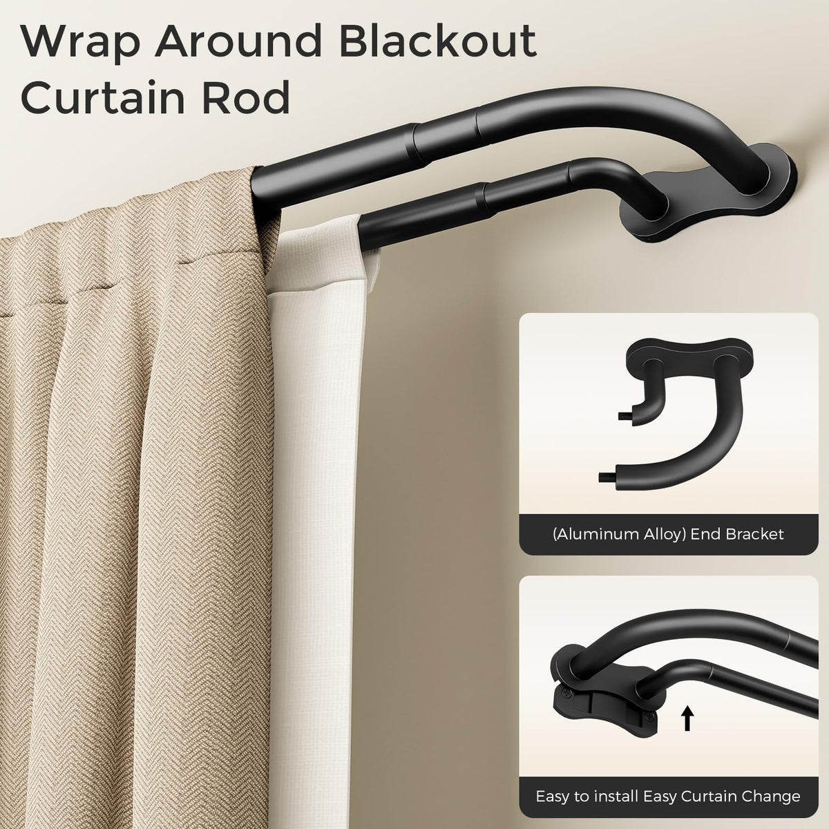 Wolistsa heavy-duty curved rod with 0.8mm thickness supports heavyweight curtains