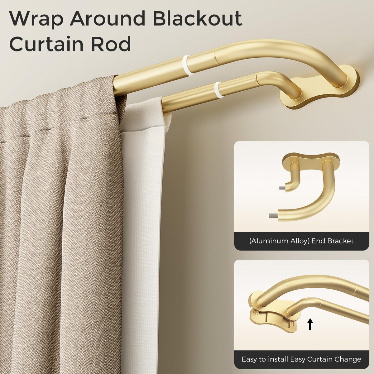 Wolistsa heavy-duty curved rod supports thick drapes with confidence.