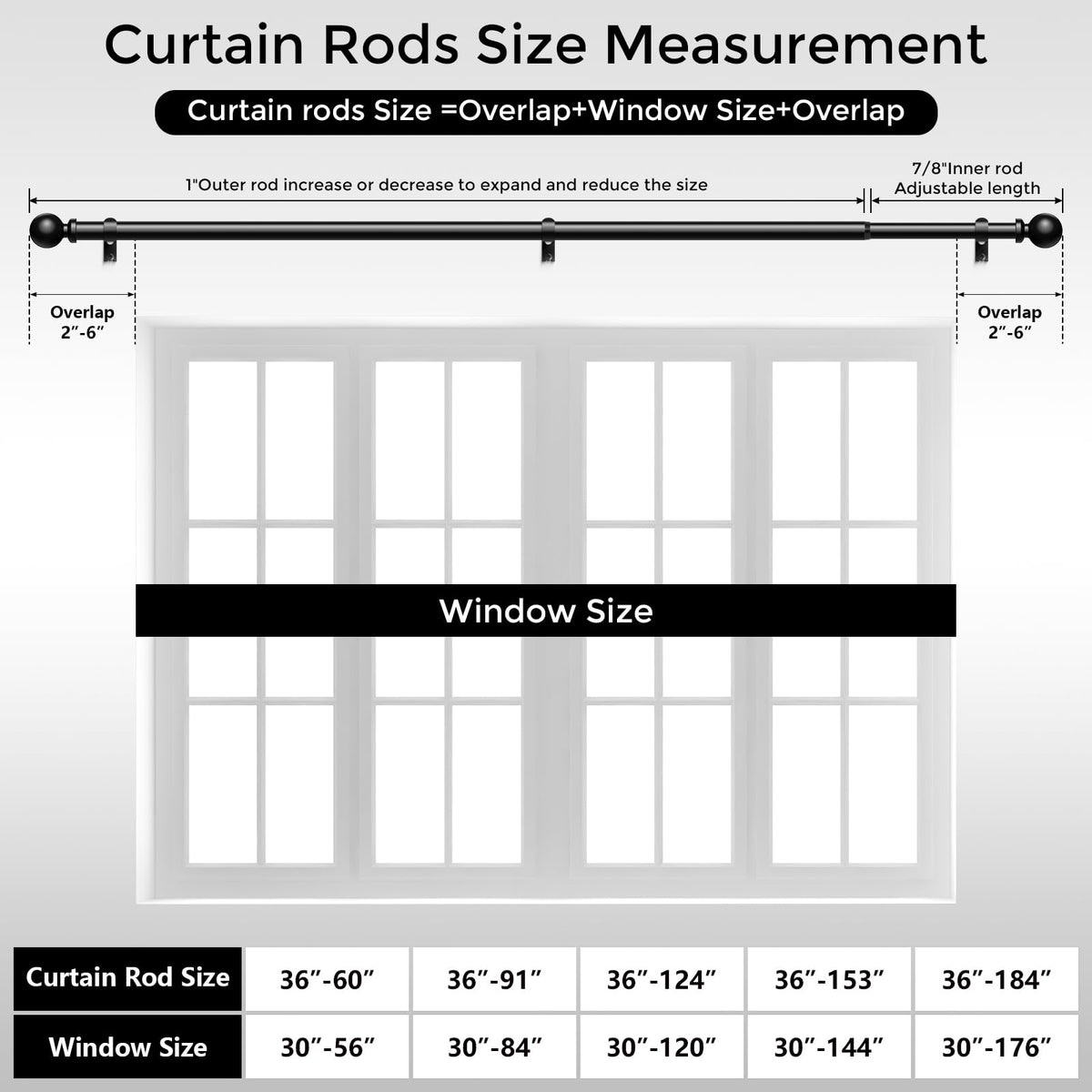 Wolistsa modern window treatment rod in matte black for contemporary décor.