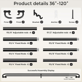 Wolistsa rear-rod diameter 5/8-inch for balanced double rods