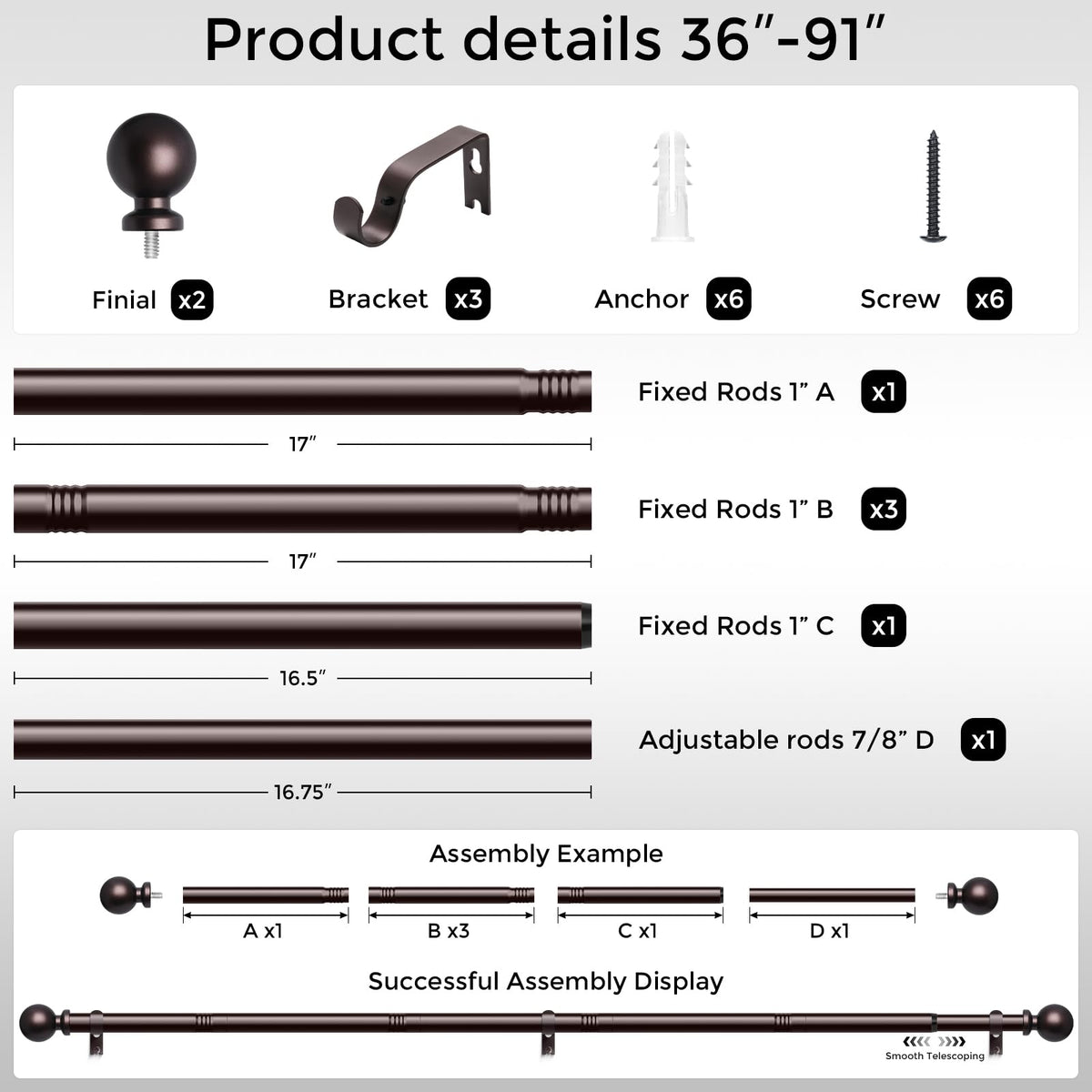 Wolistsa red bronze curtain rod bedroom setup elevates style.