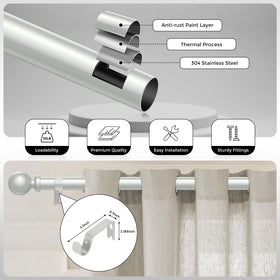 Coated with baking paint, the Wolistsa rod glides smoothly with curtains.