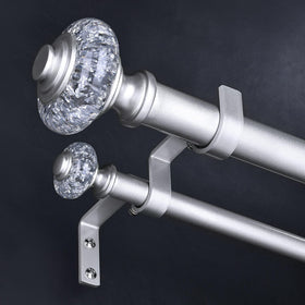 Wolistsa silver double curtain rod assembled in a living room for stylish window coverage.
