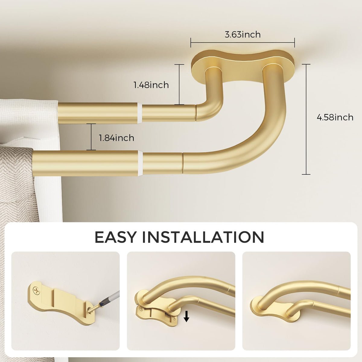 Wolistsa telescopic adjustable rod adapts to your window span.