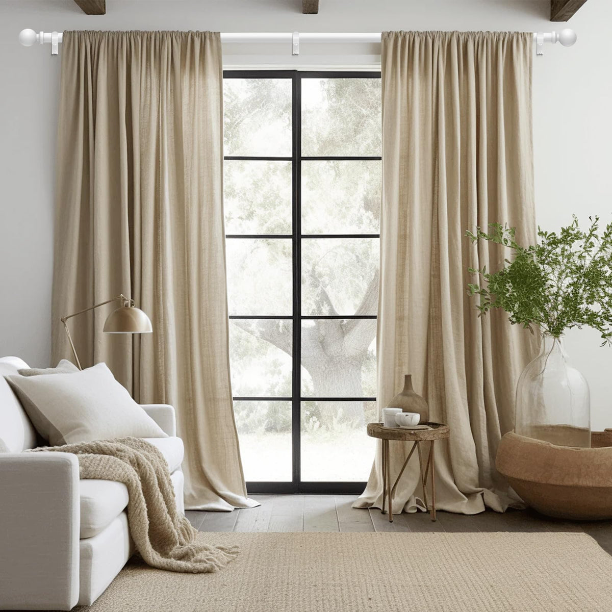 Wolistsa white curtain rod shows 1-inch diameter for sturdy support