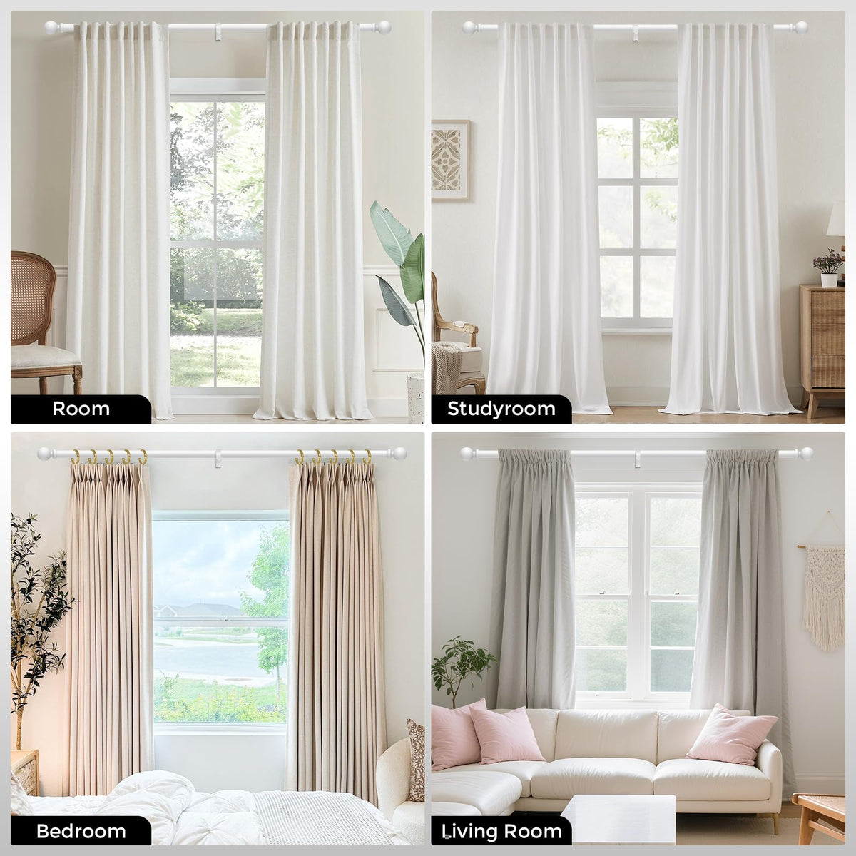Wolistsa white curtain rod offers smooth glide for effortless drapery movement