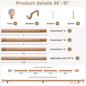Wolistsa heavy-duty 1-inch rod provides strong support for heavier drapes.