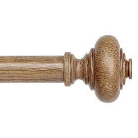 Wolistsa wood curtain rod with wood grain finish enhances rustic living room drapes