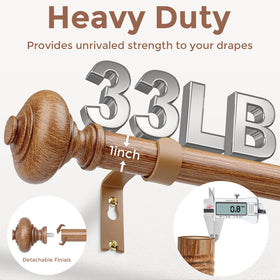 Wolistsa wood grain finials add vintage charm to windows.