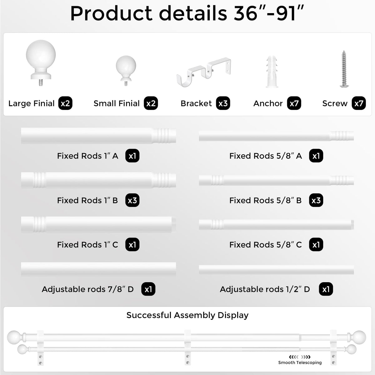 Seamless glide with baking-painted surface for various curtain types