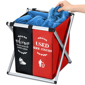 Wonderjune foldable shoe-cover bin keeps entryways neat and ready for guest footwear.
