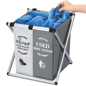 Wonderjune foldable shoe cover box dispenser front view with compact storage