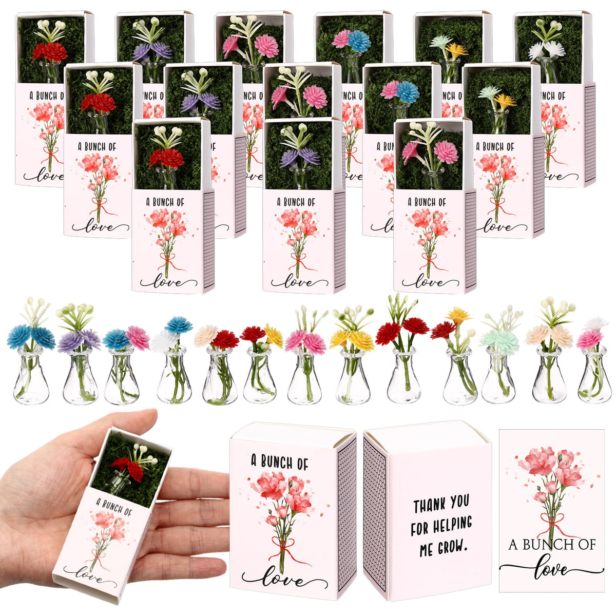 Wonderjune mini bud vase with flowers in bulk pack for office gifting