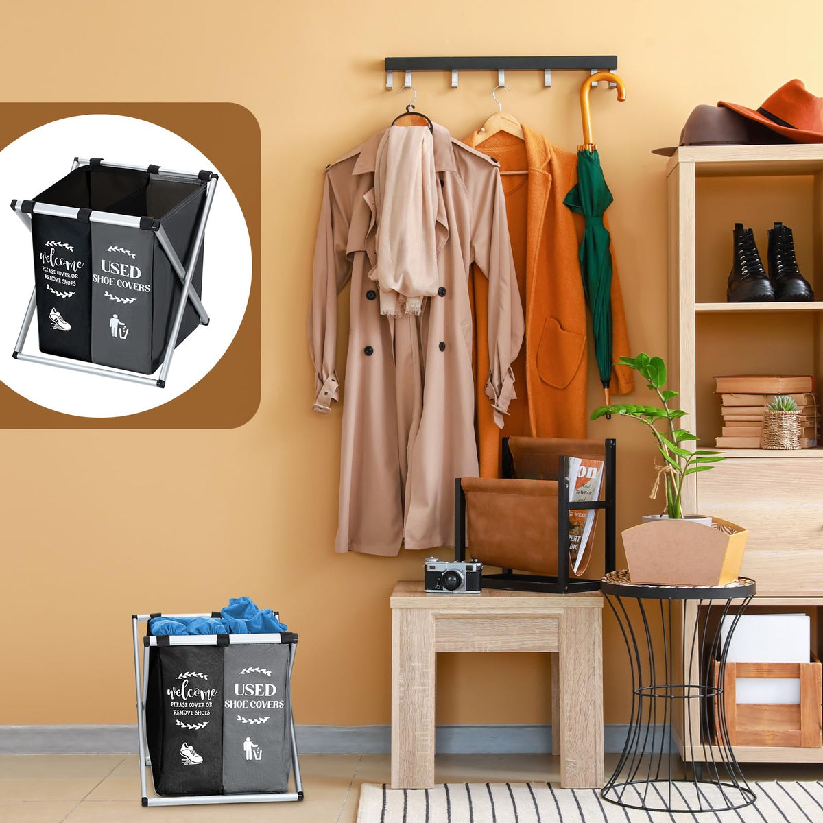 Wonderjune shoe cover bin folded for compact storage