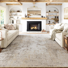 WondRg 8x10 beige-grey abstract rug adds modern style to living rooms