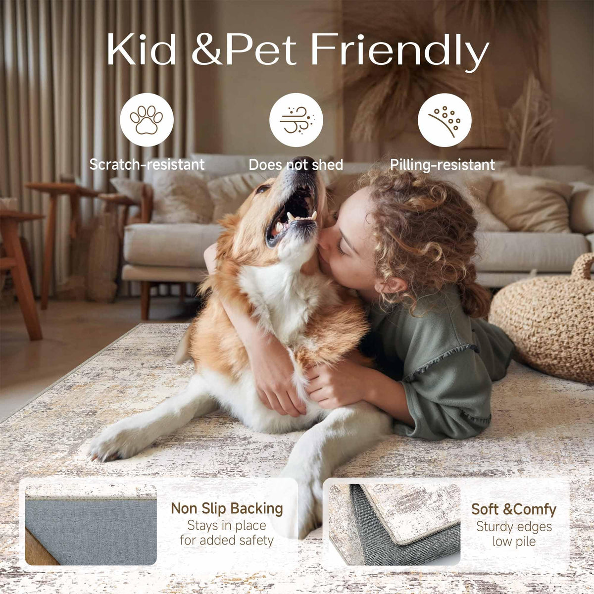 WondRg machine-washable area rug simplifies deep cleaning and maintenance
