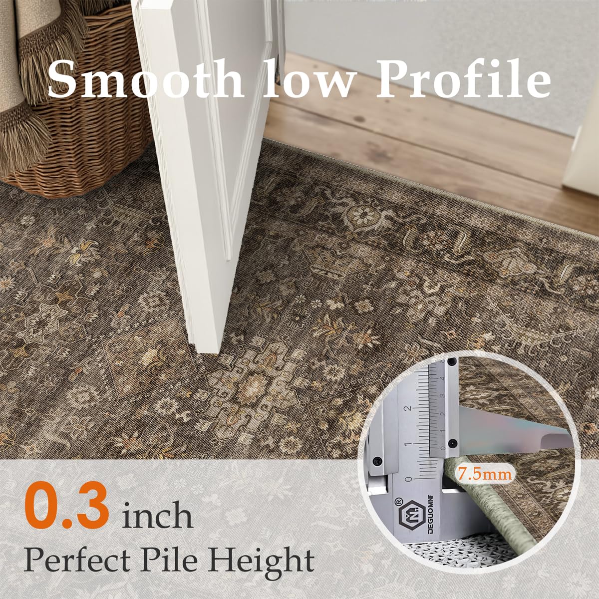 WondRg soft-pile rug in hallway pairs with various decor.