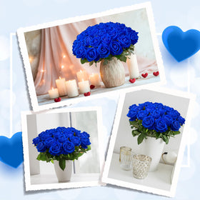 Wondrus blue velvet rose head detail showing lifelike texture
