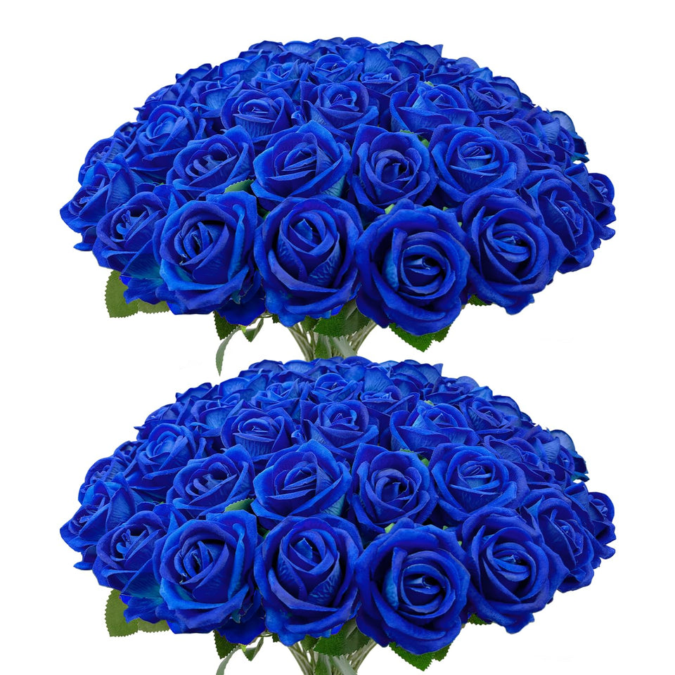Wondrus bulk artificial blue velvet roses for elegant centerpieces and home decor