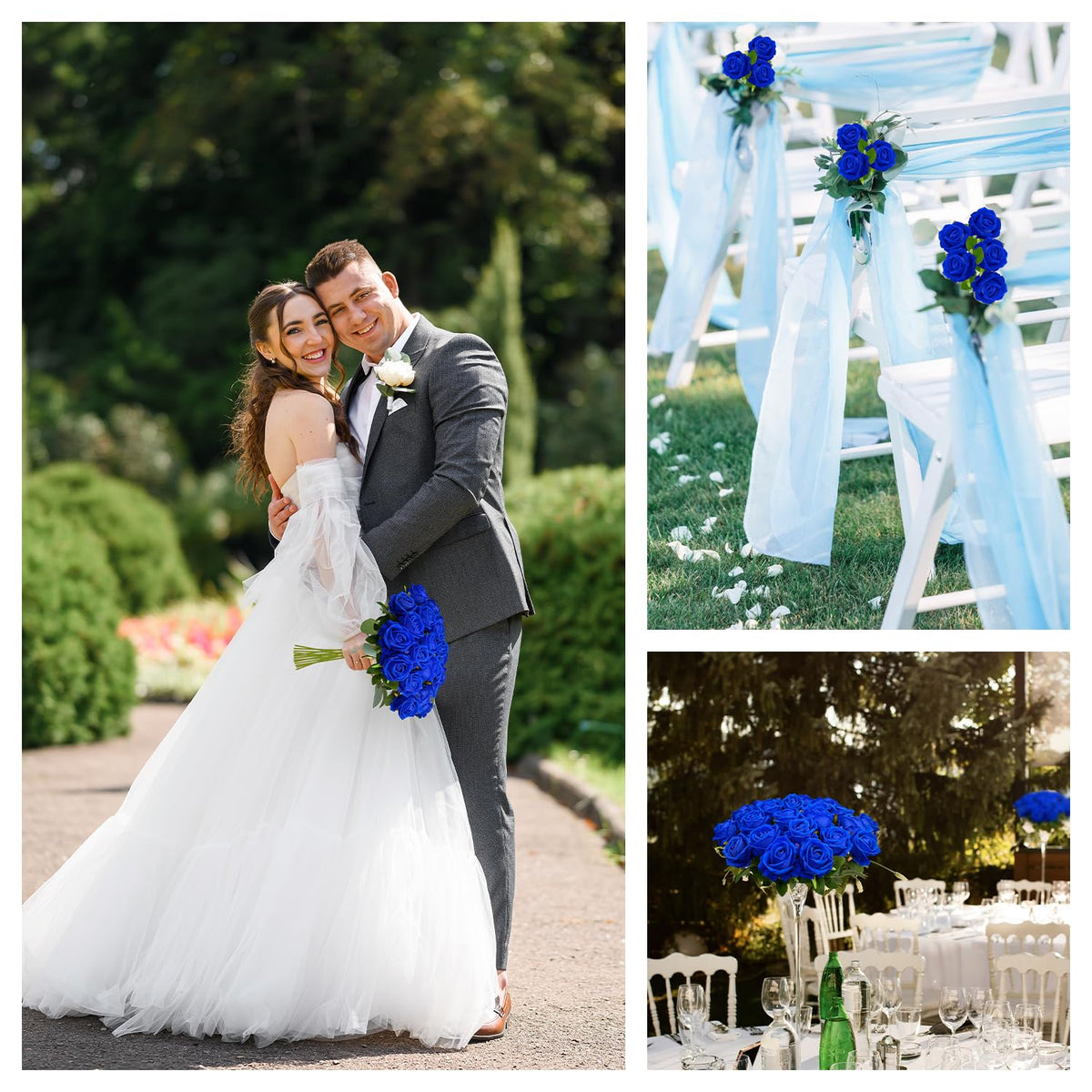 Wondrus wedding centerpiece featuring blue velvet roses for romantic decor