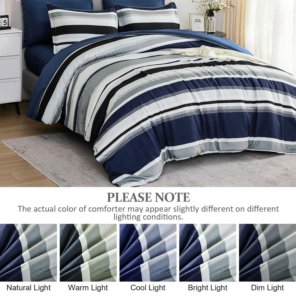 WONGS BEDDING navy bedroom ambience showcases versatile decor.